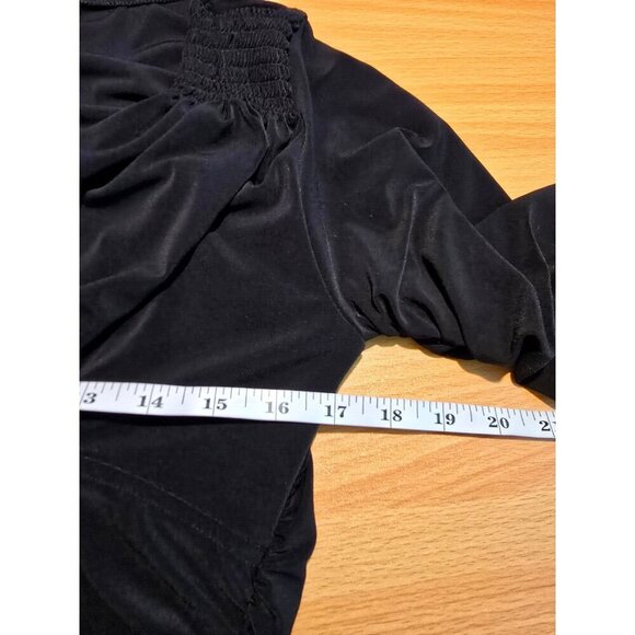 Norma Kamali Dress Sz L/40 Tara Midi Ruched Off Shoulder Black Elegant Cocktail - Picture 4 of 13